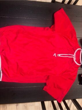 Easton Red Athletic Short Sleeve Shirt with White Trim light weight pull over